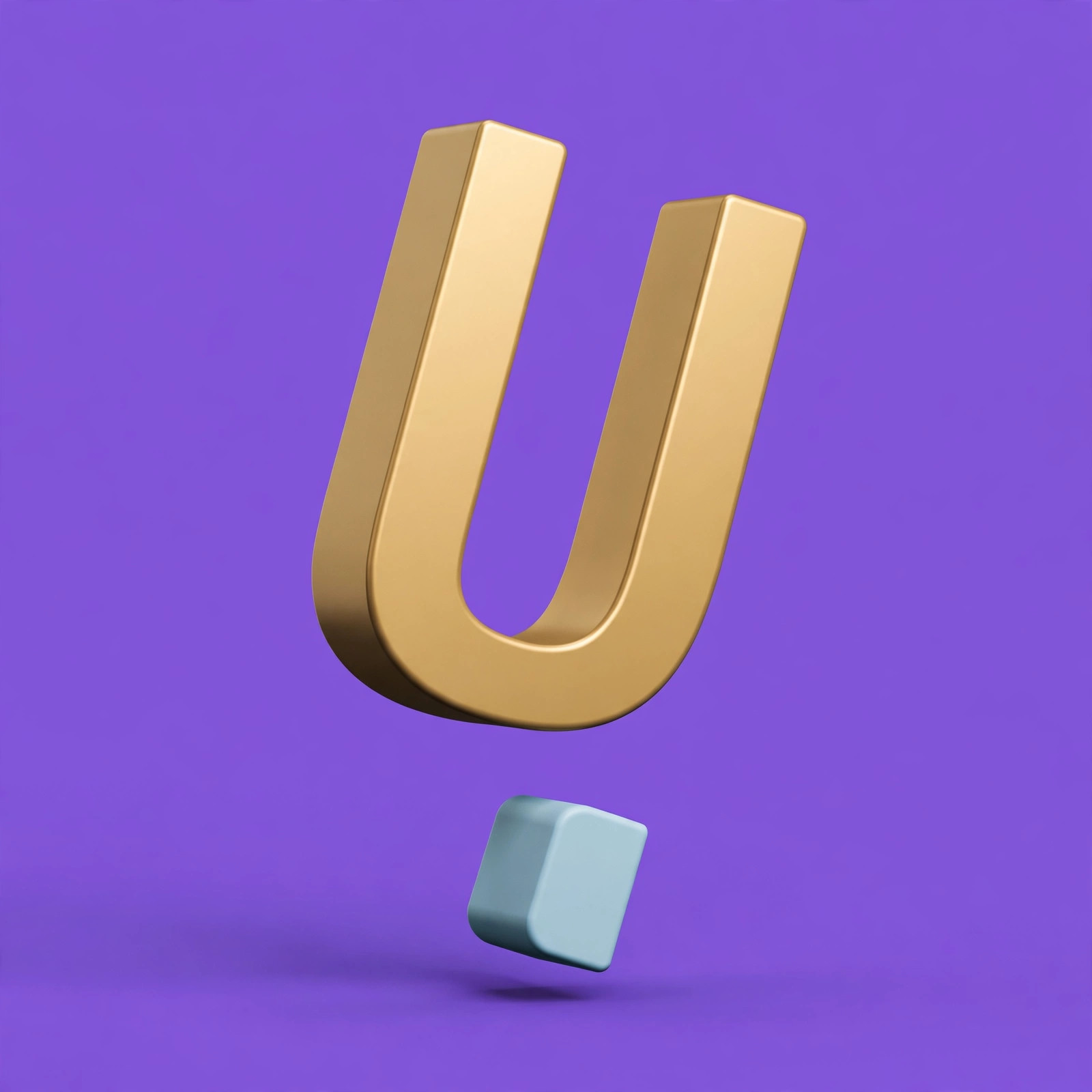Golden Amharic letter falling toward a blue block
